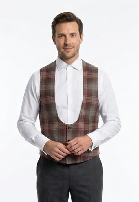 Robertson Tartan Waistcoat with Horseshoe Neck