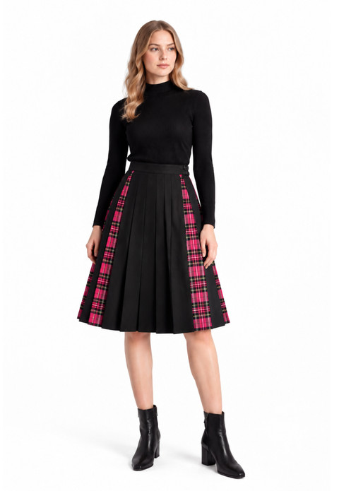 Clan Pages Products - Tartan Tartan Panel Pleated Skirt