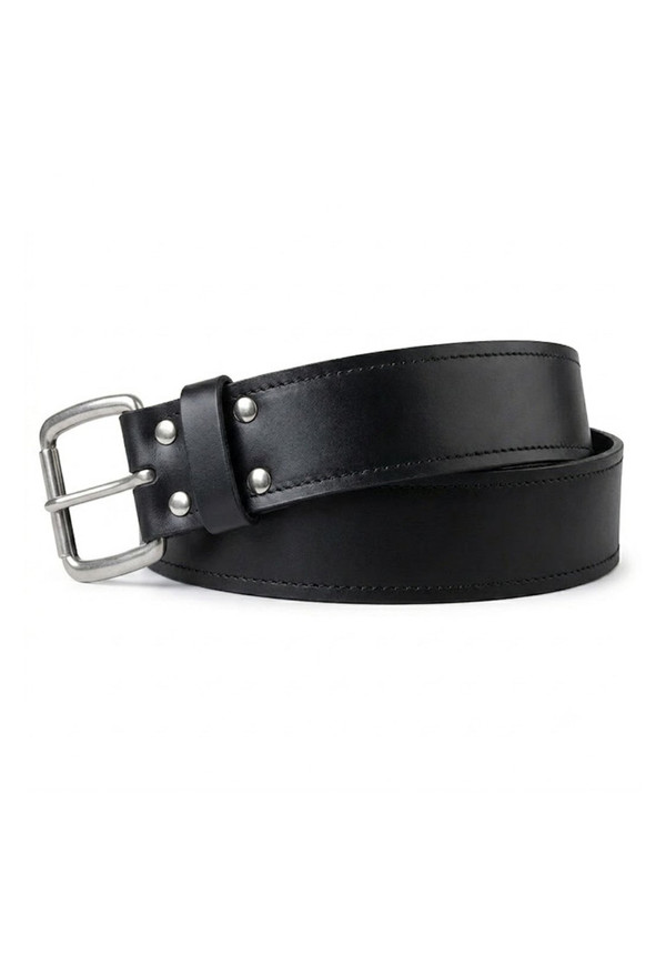 Black Leather Utility Kilt Belt Plain