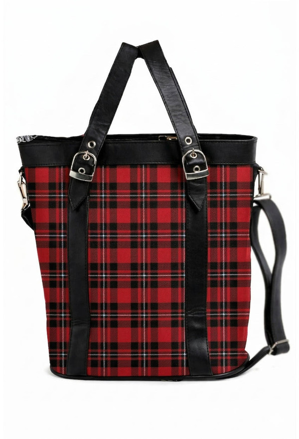 MacGregor Shoulder Plaid Tote with Leather Straps