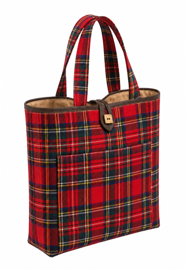 Royal Stewart Button Closure Tartan Tote Bag
