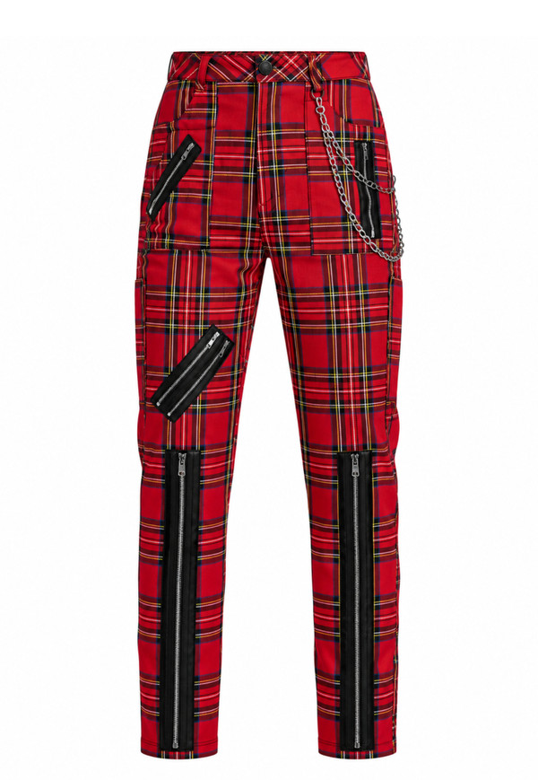 Royal Stewart Grunge Punk Plaid Zipper Pant