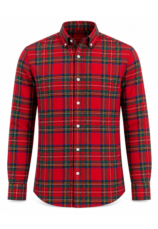 Royal Stewart Plaid Long Sleeve Button Shirt