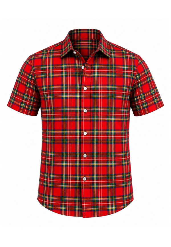 Royal Stewart Plaid Short Sleeve Button Shirt