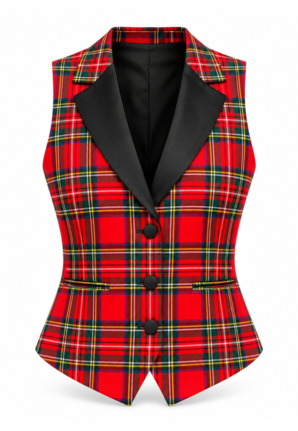 Royal Stewart Women's Tartan Waistcoat with Lapels