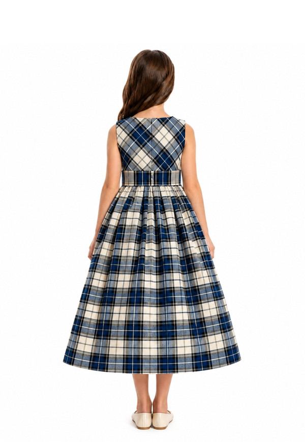 Tartan Sash Ivory Flower Girl Dress