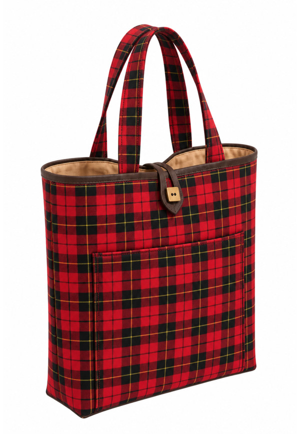Wallace Button Closure Tartan Tote Bag