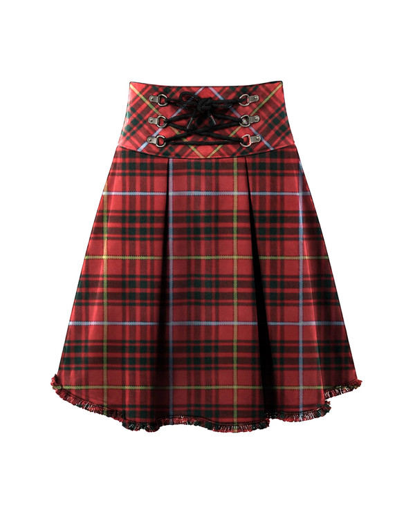 Bruce Lace-Up Plaid Skirt