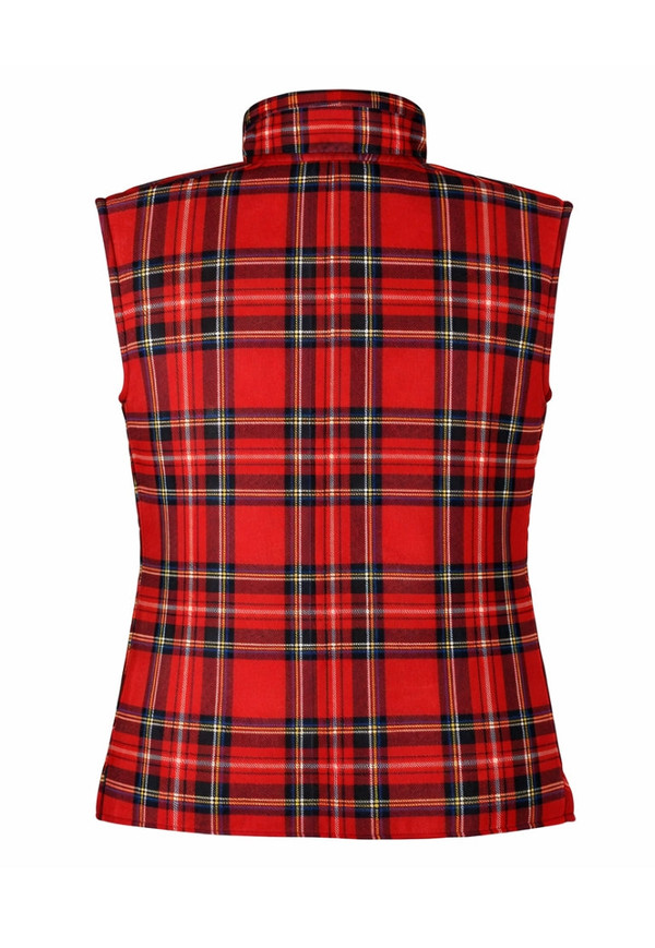 Gilet zippé à motif tartan pour femme