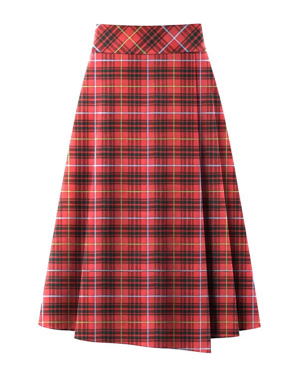 Bruce Tartan Pleated Midi Skirt