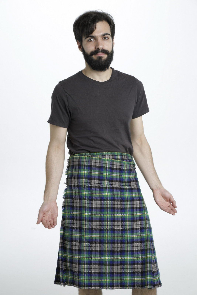 Abel Bespoke Kilt, front view showing the apron and fringe