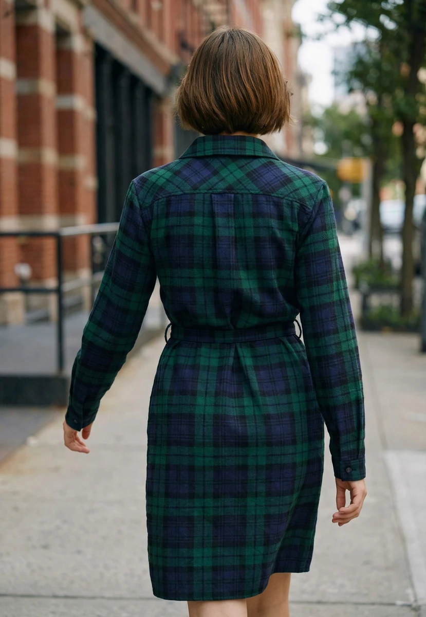 Robe chemise boutonnée à carreaux