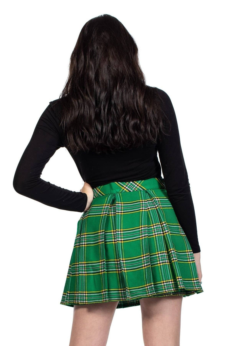 Box Pleated Plaid Skirt - back view