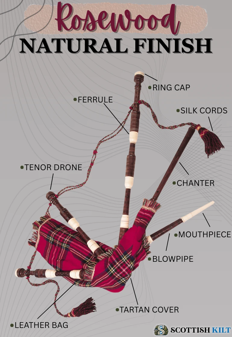 Rosewood Tartan Bagpipe Professional Set