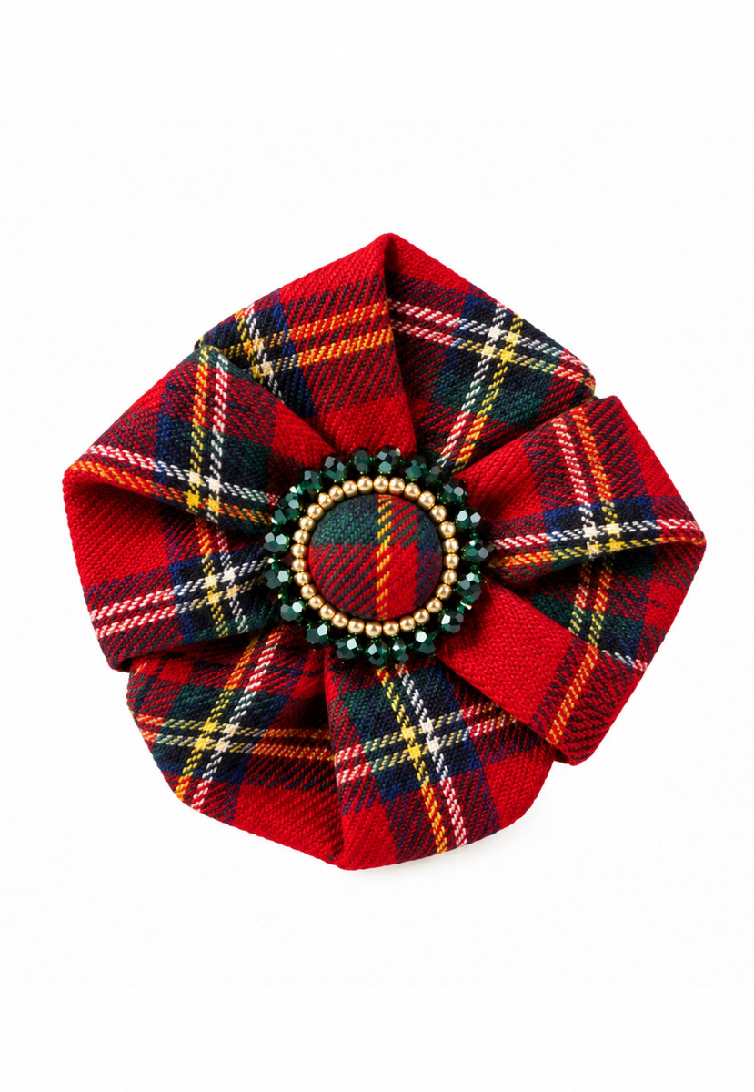 Royal Stewart Beaded Tartan Brooch