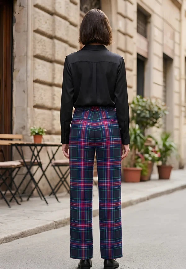 Royal Stewart Ladies Wide Tartan Trouser with Turn Up