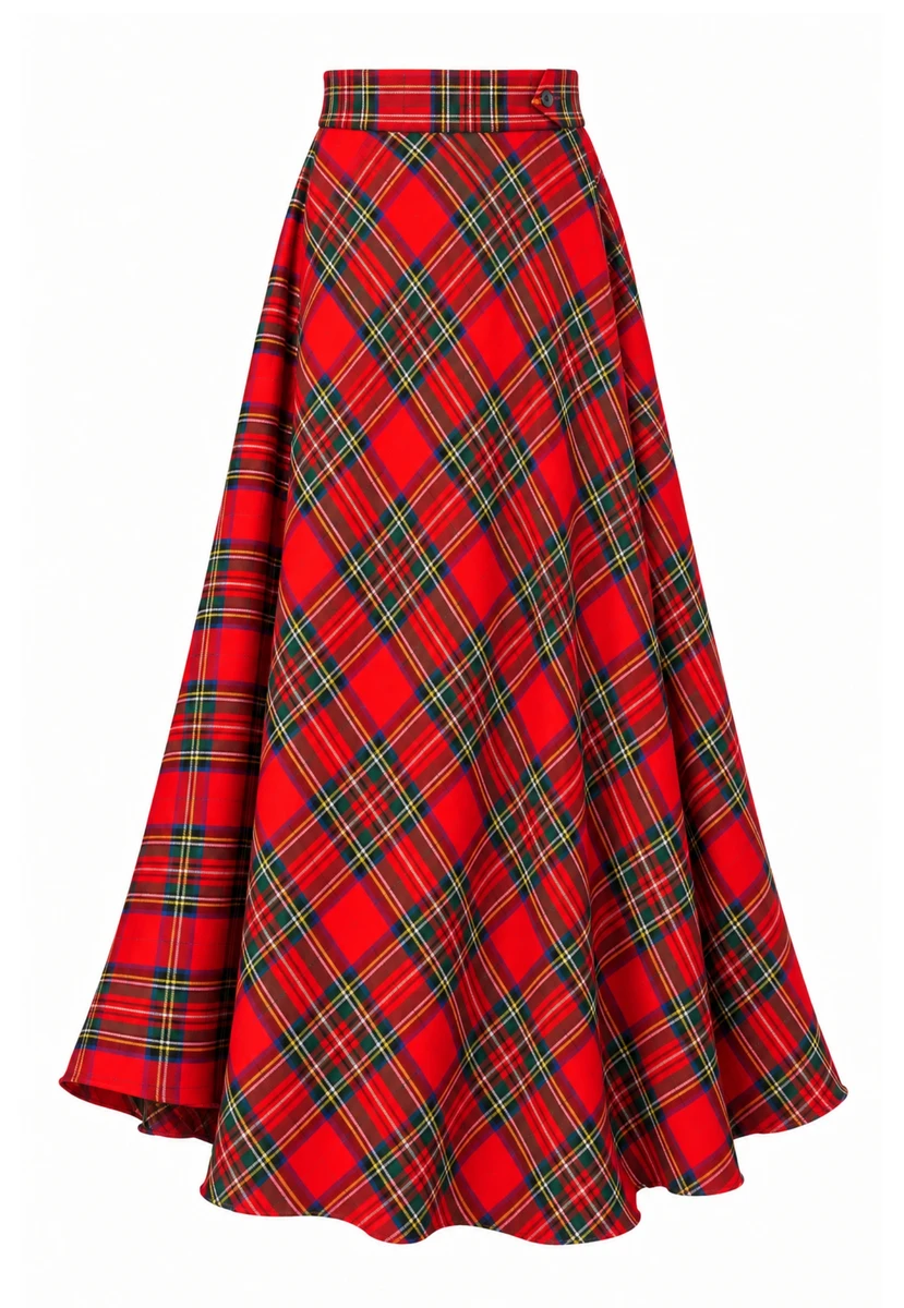 Royal Stewart Side Fasten Maxi Skirt, Vintage Urban Style