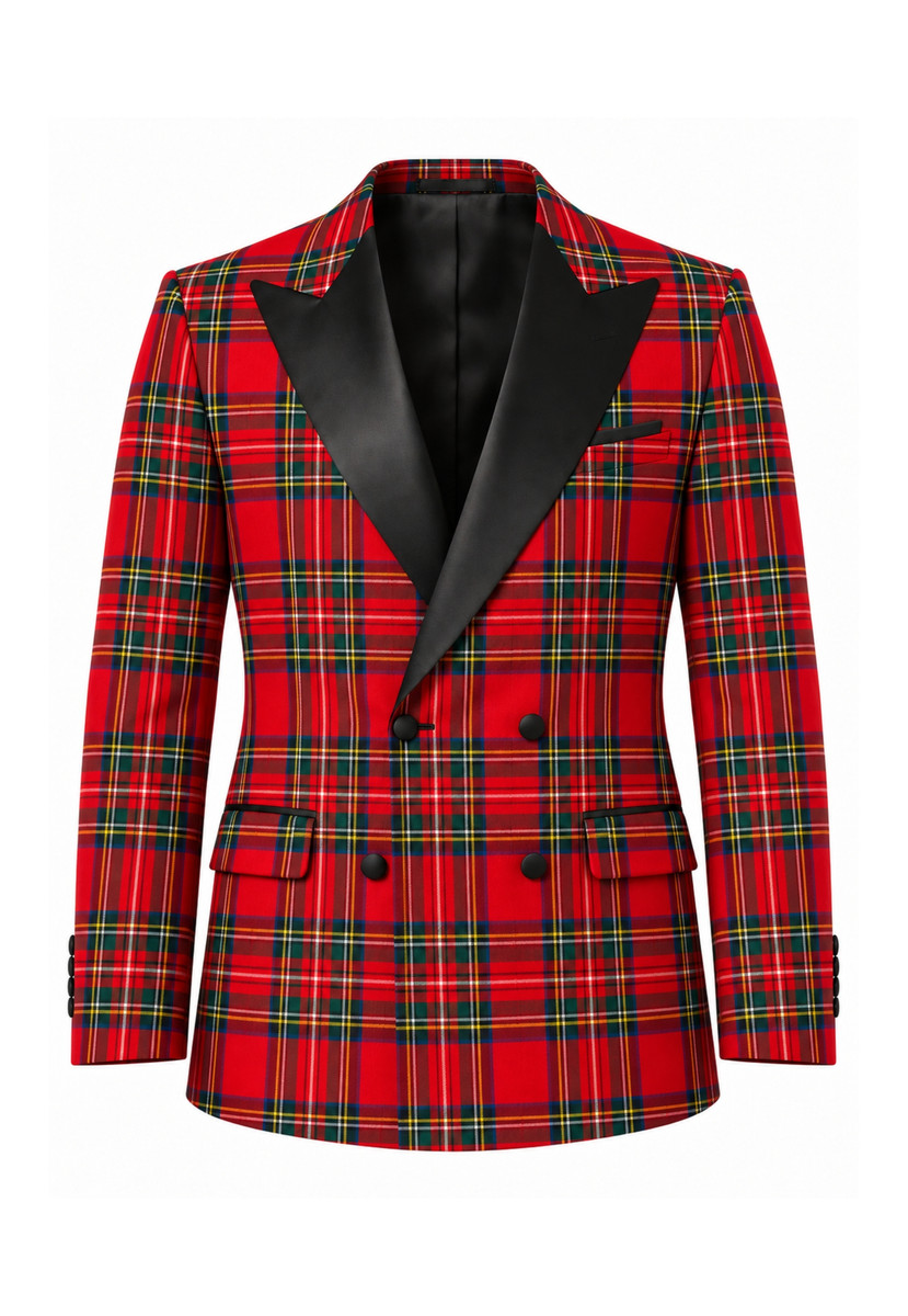 Royal Stewart Men's Double Breasted Tartan Dinner Jacket