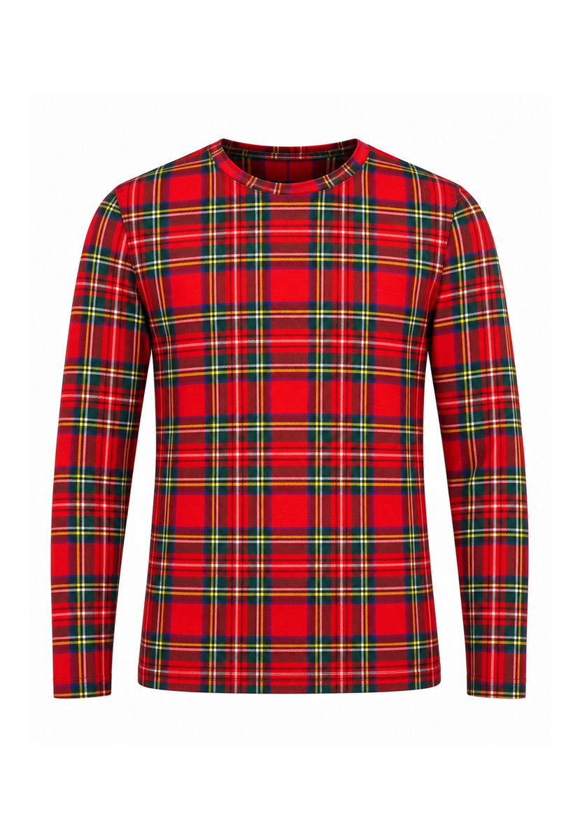 Royal Stewart Round Neck Full Sleeve Tartan Polo Shirt