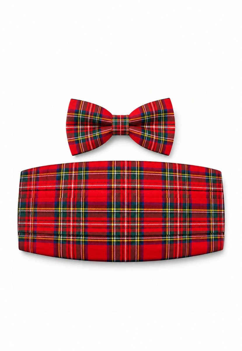 Royal Stewart Tartan Cummerbund & Bow Tie Set