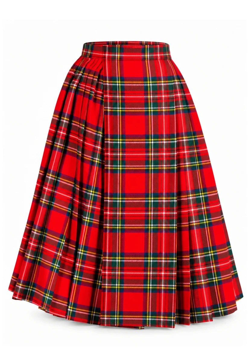 Royal Stewart Tartan Pleated Midi Skirt