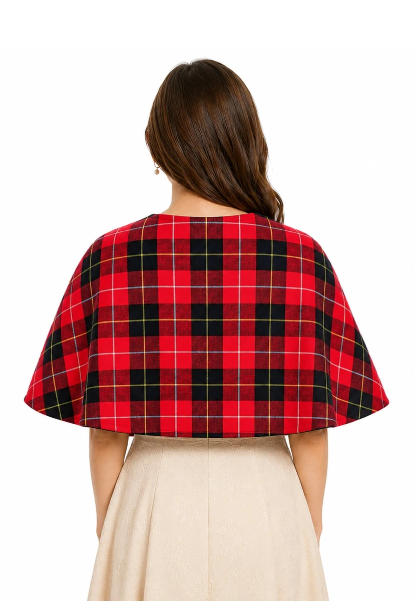 Tartan Short Capelet - Back View