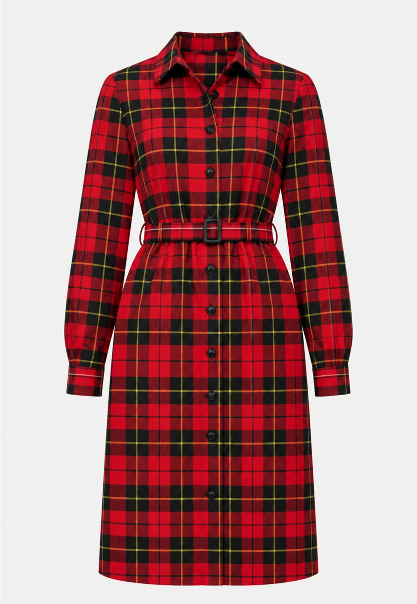 Wallace Plaid Button-Front Shirt Dress