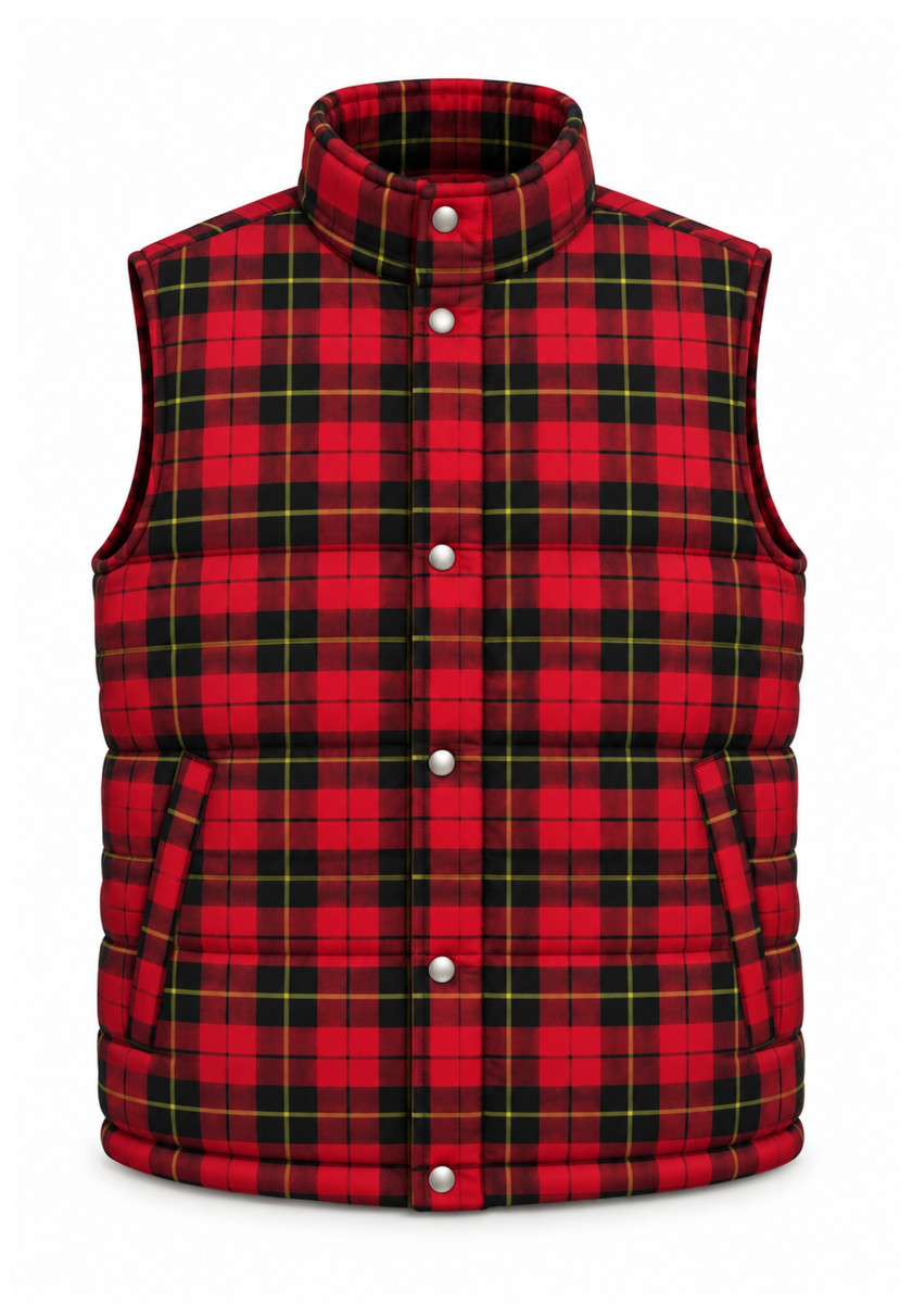 Wallace Plaid Sleeveless Puffer Jacket