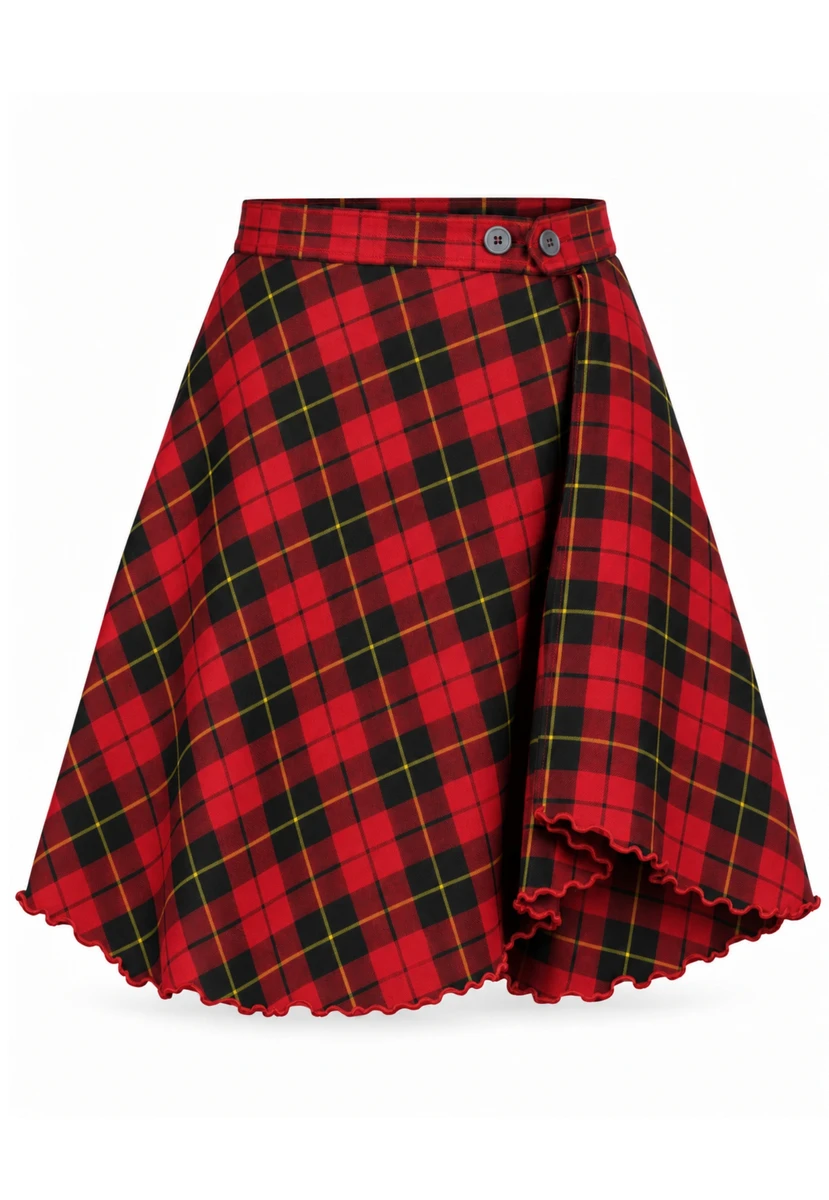 Wallace Basic Tartan Skirt With Front Buttons
