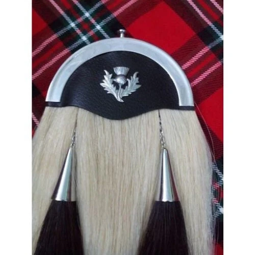 Patent Leather Drummer Horse Hair Sporran With Thistle