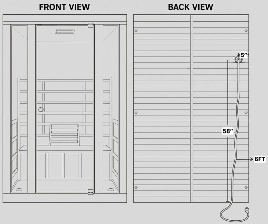 Ensi two-person sauna dimensions