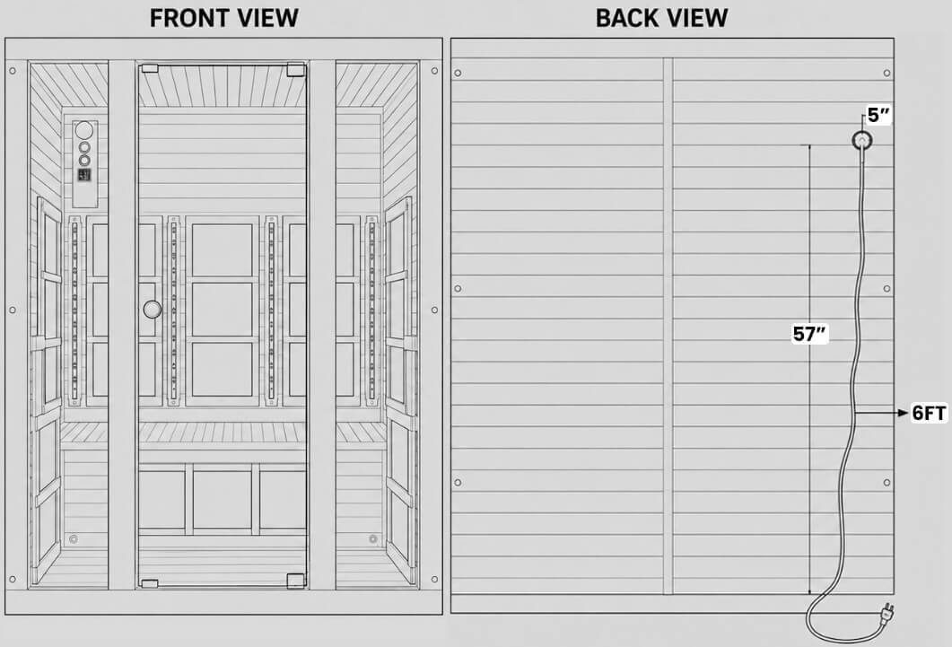 three-person sauna dimensions
