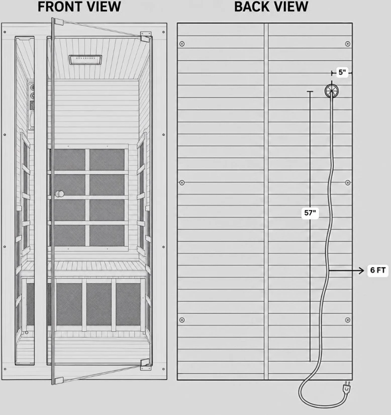 Tosi+ one-person sauna dimensions