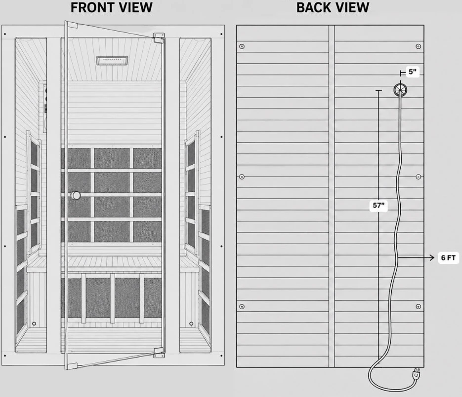 Tosi+ two-person sauna dimensions