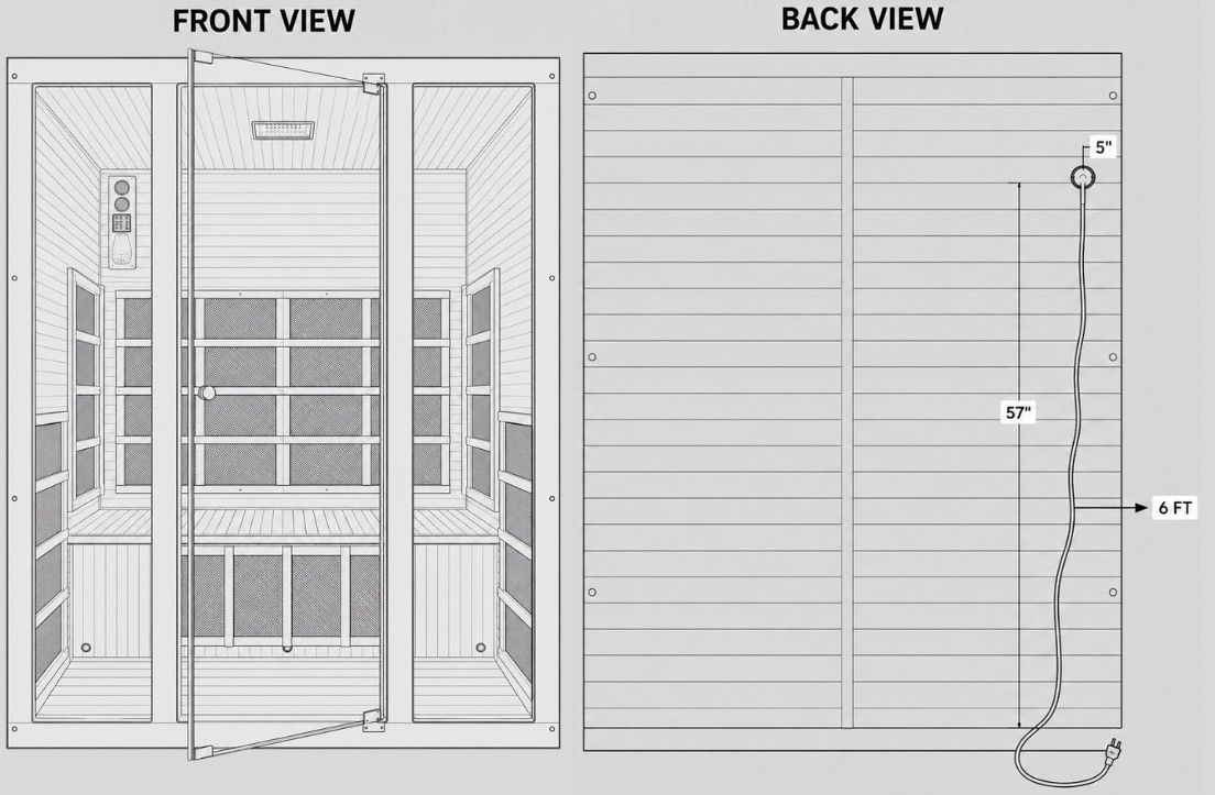 Tosi+ three-person sauna dimensions