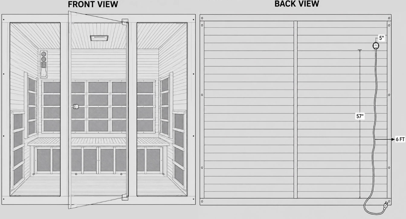 Tosi+ three-person sauna dimensions
