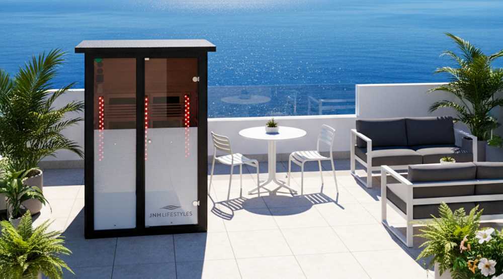Person stretching after workout in sauna