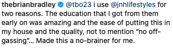 Brian Bradley Instagram Comment