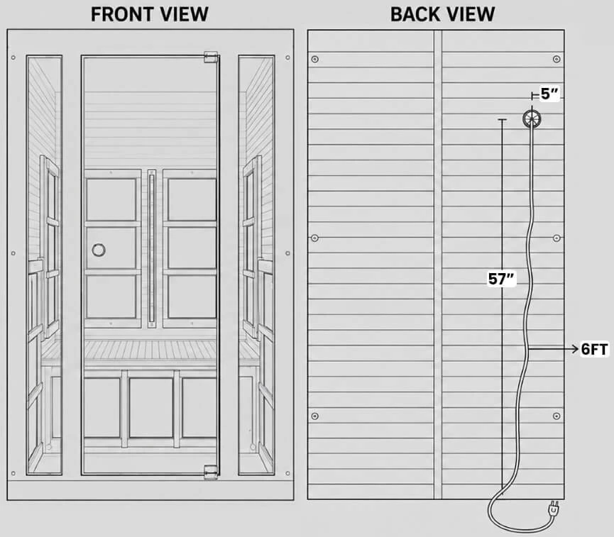 two-person sauna dimensions