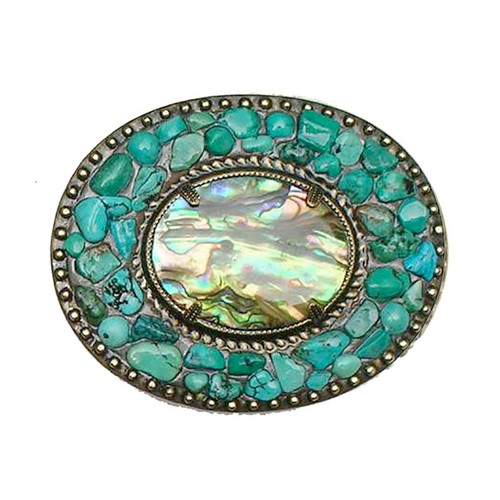 MICHAL GOLAN ~ Abalone and Turquoise Belt Buckle ~ BB23 | Adare's Boutique