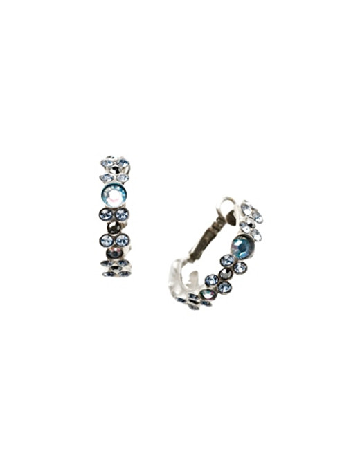 Sorrelli Ice Blue- Floral Hoop Hoop  Earrings~ EBP15ASIB | Adares Boutique
