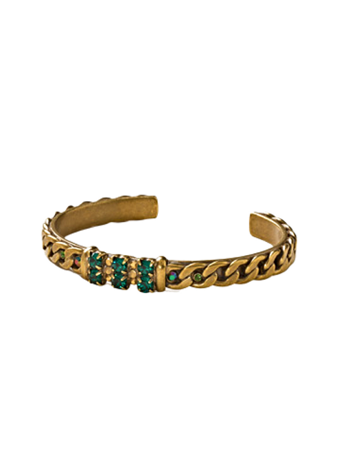 Sorrelli WILD FERN - Round Crystal and Curb Chain Bracelet~ BDE13AGWFN  | Adares Boutique