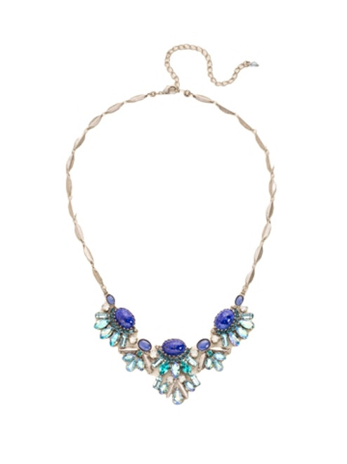 Sorrelli Electric Blue-Semi-Precious and Multi-Cut Crystal Bib Necklace~ NDE8ASEB | Adares Boutique