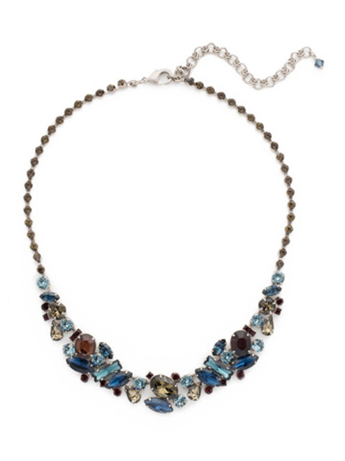 Sorrelli BLUE BROCADE - Abstract Crystal Collar Necklace ~ NDG11ASBBR