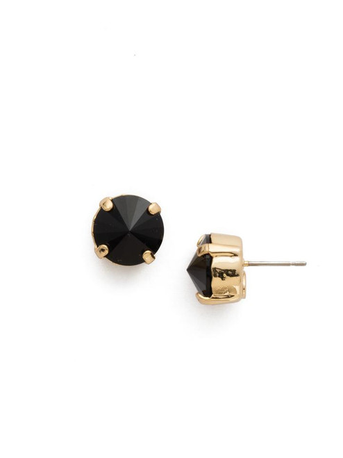 Sorrelli JET- Round Crystal Stud Earrings~ ECM14BGJET | Adares Boutique