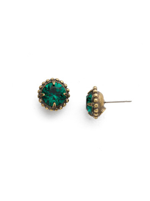 Sorrelli Essentials EMERALD- Simplicity Crystal Stud Earrings~ EBY38AGEME