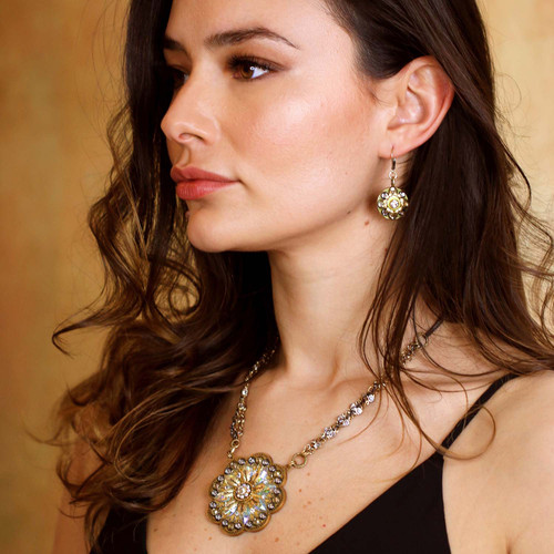 Michal Golan - Gold & Clear Flower Necklace - N4089 | Adare's Boutique