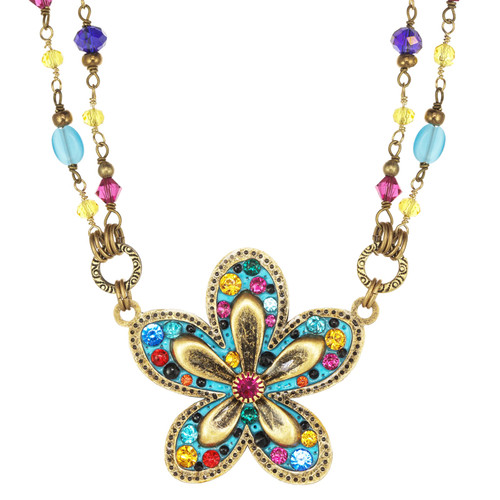 Michal Golan Blue Groovy Flower Necklace | Adares Boutique