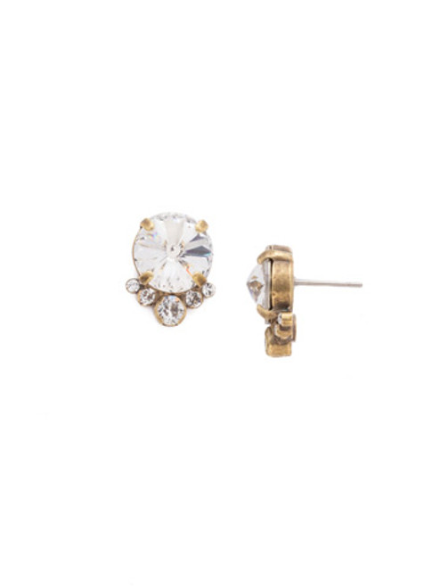 Sorrelli ANTIQUE GOLD CRYSTAL- Regal Rounds Stud Earrings ~ EDH98AGCRY | Adares Boutique