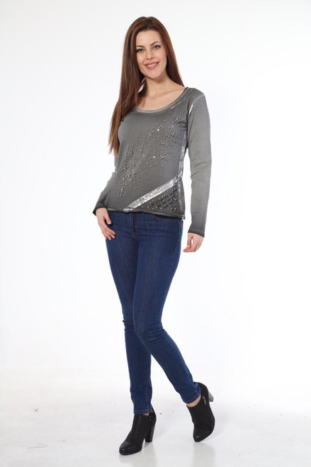 ZARGA Metallic Long Sleeve Top~ZR24 | Adares Boutique